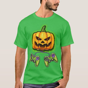 Camiseta Pumpkin Jack-O-Lantern Video Game Controller Hallo