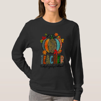 Camiseta Pumpkin Leopard Teacher Thankful Grateful Blessed 