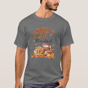 Camiseta Pumpkin Leopard Thankful Grate Blessed Fall Thanks