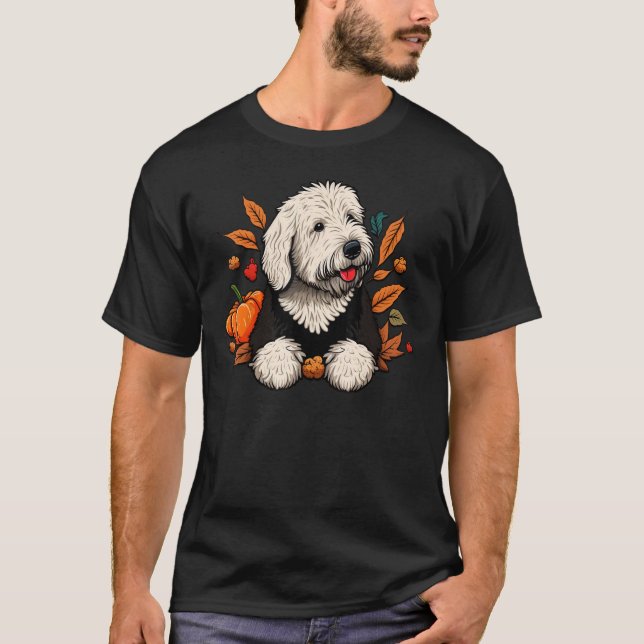 Camiseta Pumpkin Old English Sheepdog costume on Bobtail Ha (Anverso)