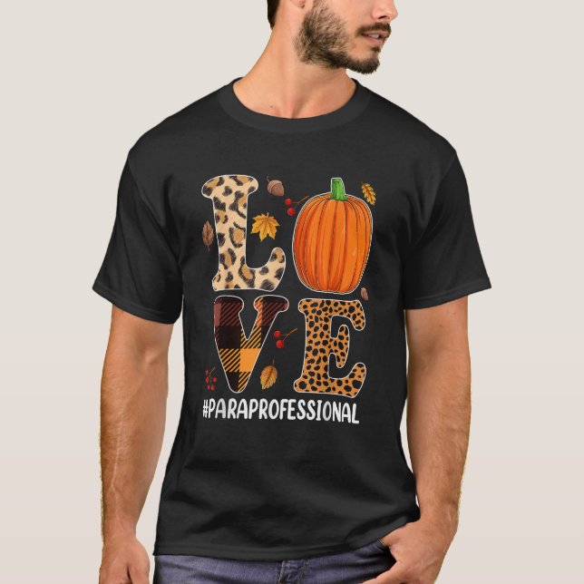 Camiseta Pumpkin Paraprofessional Loves Leopard Autumn Fall (Anverso)