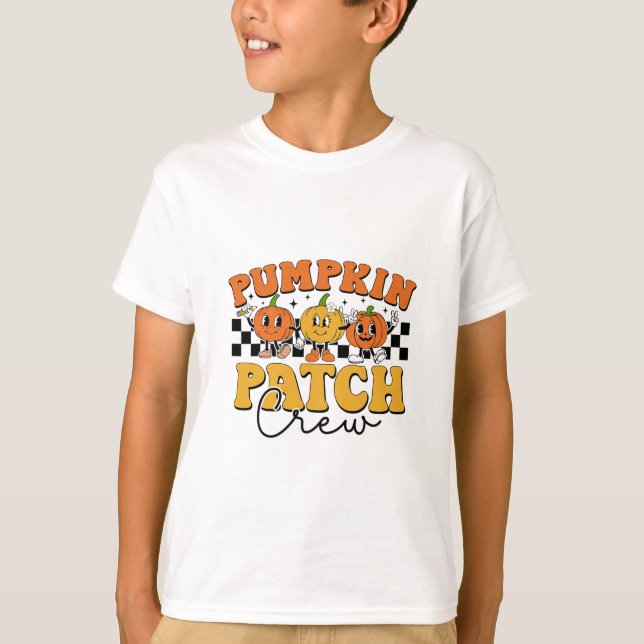 Camiseta Pumpkin Patch Crew Retro Fall Autumn Thanksgiving  (Anverso)