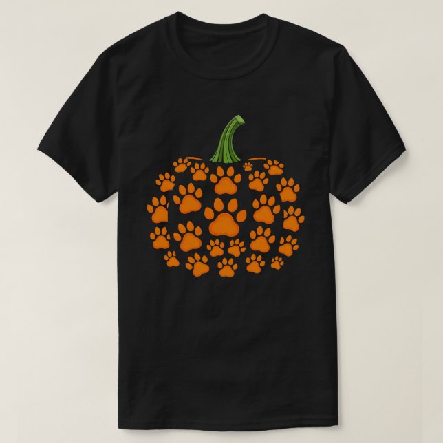 Camiseta Pumpkin Paw Print Halloween Cute Dog Lover (Diseño del anverso)