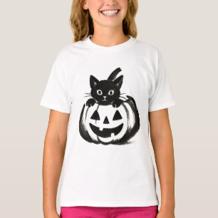 Camiseta Pumpkin Peek – Diseño de Halloween de Gato Negro e