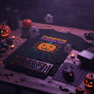 Camiseta Pumpkin Power-Up Retro Gamer Halloween