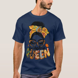 Camiseta Pumpkin Queen Messy Bun Fall Pumpkin Fall Vibes Au