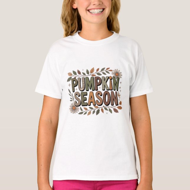 Camiseta Pumpkin Season – Earthy Leaves T-shirt  (Anverso)