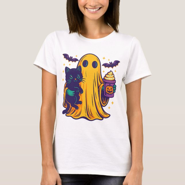 Camiseta Pumpkin Spice Ghost PNG｜fall catful｜fall cat png｜g (Anverso)