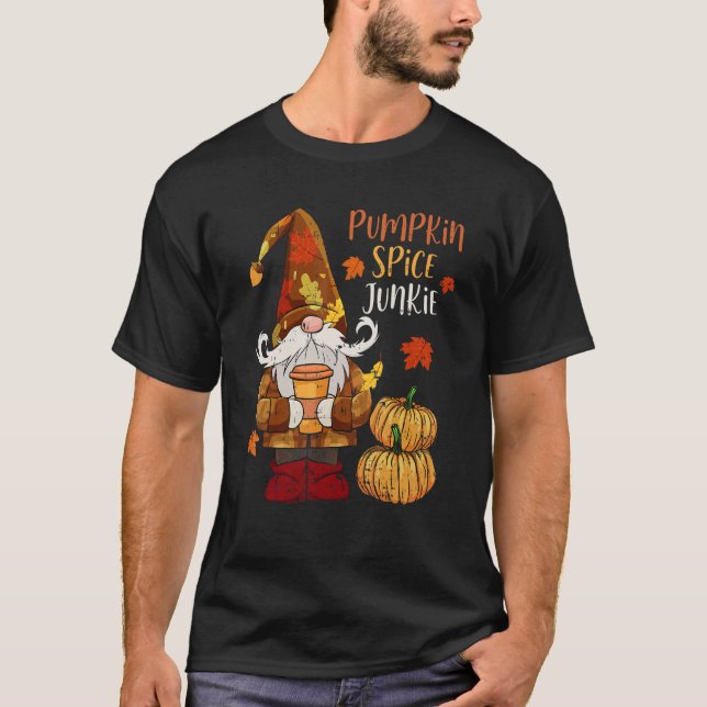 Camiseta Pumpkin Spice Junkie Pumpkin Latte Gnome Thanksgiv (Anverso)