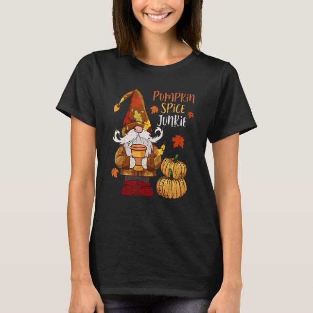 Camiseta Pumpkin Spice Junkie Pumpkin Latte Gnome Thanksgiv (Anverso)