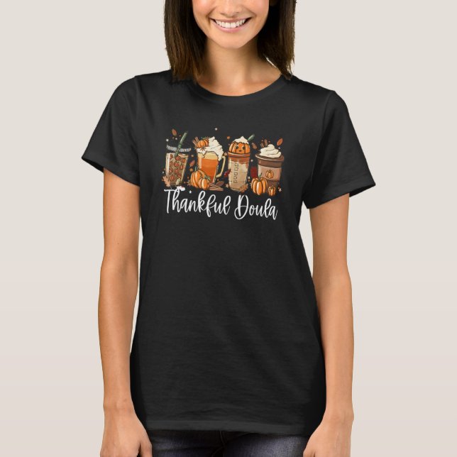 Camiseta Pumpkin Spice Latte Fall Coffee   One Thankful Dou (Anverso)