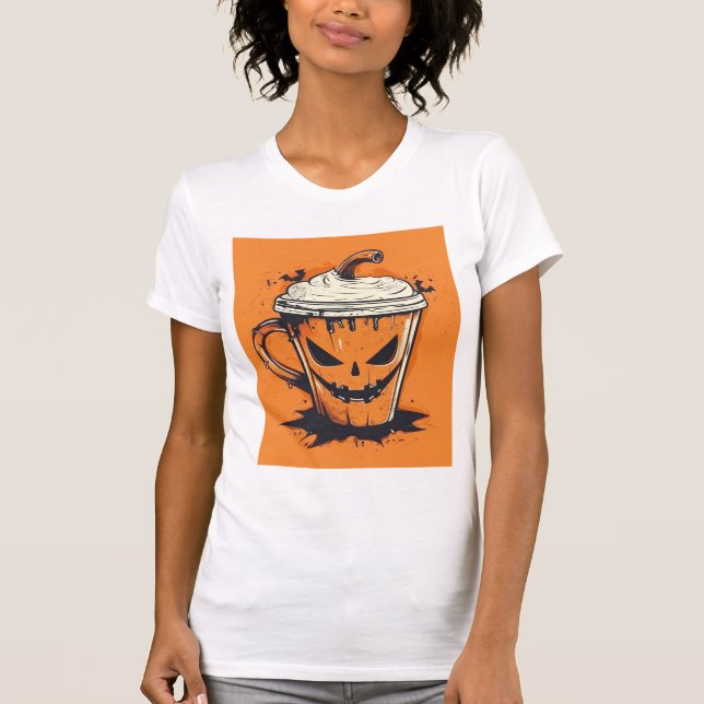 Camiseta Pumpkin Spice Season – Cute Jack-O-Lantern Coffee  (Anverso)