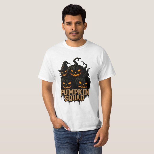 Camiseta Pumpkin Squad – Dark Jack-o’-Lantern Crew (Anverso completo)