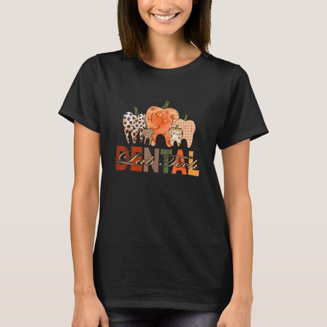 Camiseta Pumpkin Teeth Leopard Pattern Dentist Near Me Dent (Anverso)