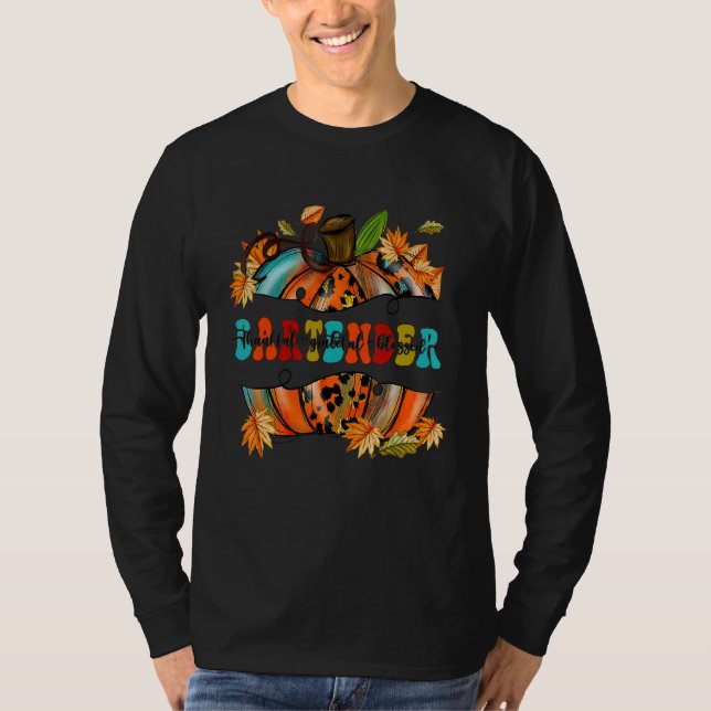 Camiseta Pumpkin Thankful  Grateful  Blessed Bartender Autu (Anverso)