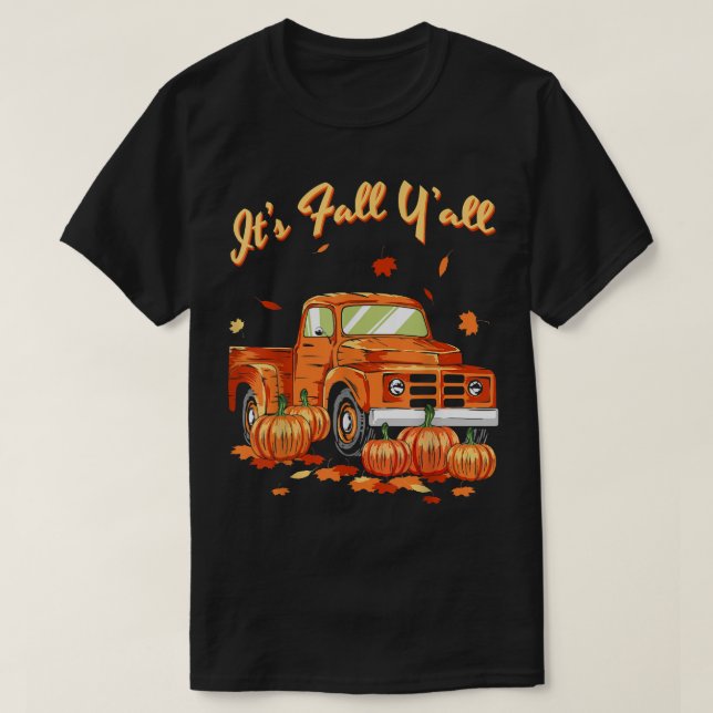 Camiseta Pumpkin Truck Autumn Leaves Fall Season Squash Dri (Diseño del anverso)