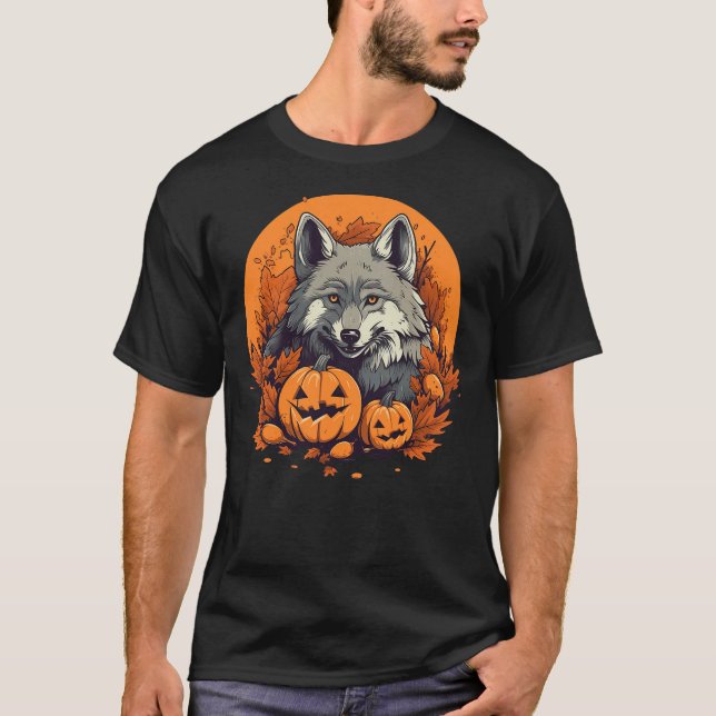 Camiseta Pumpkin Wolf costume on Wolf Halloween (Anverso)