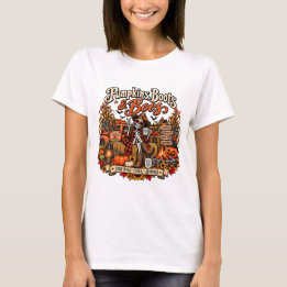Camiseta Pumpkins Boots & Boos Skeleton Halloween T-Shirt