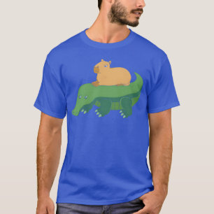 Camiseta Pun animal Capibara montando cocodrilo divertido