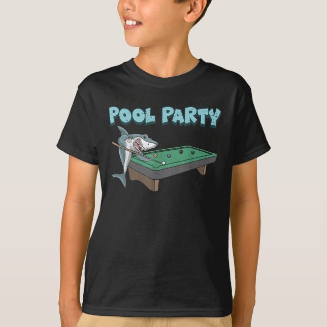 Camiseta Pun Billiard, Fiesta de la piscina de tiburones, p (Anverso)