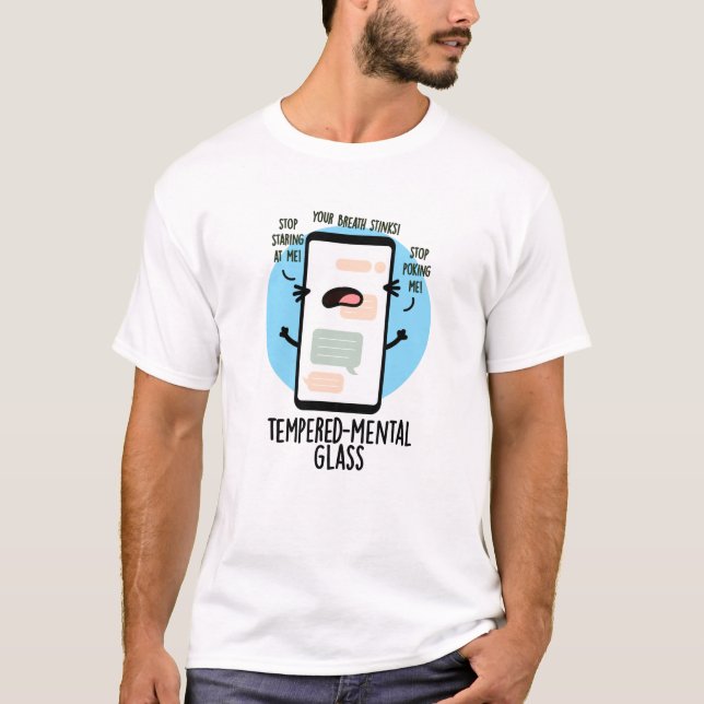 Camiseta Pun de teléfono celular divertida con vidrio menta (Anverso)