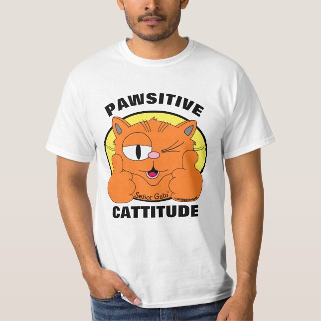 Camiseta Pun Gato de Actitud Positiva de CATTITUDE PAWSITIV (Anverso)
