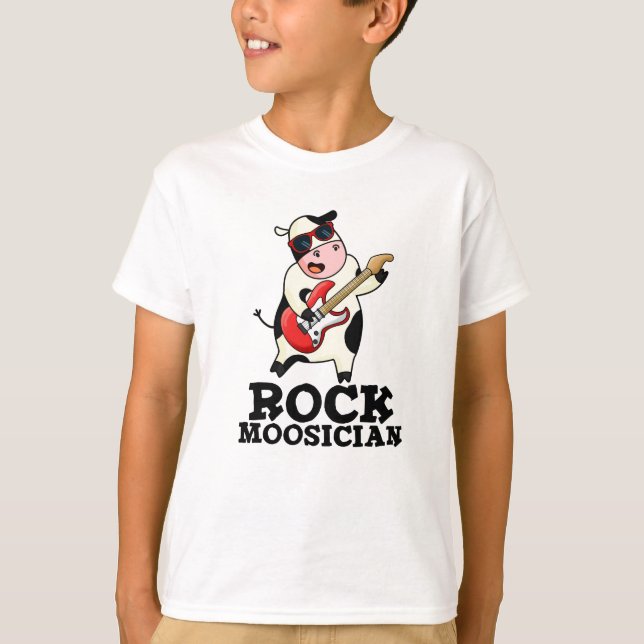 Camiseta Pun, músico de vaca divertida de rock (Anverso)