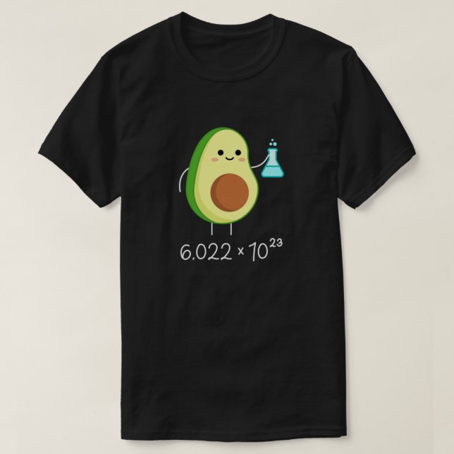 Camiseta Pun número de Avogadro. Cute Aguacate Chemist. (Diseño del anverso)