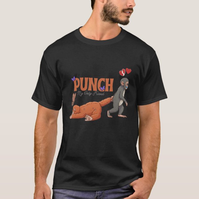 Camiseta Punch‑kun & Plush Monkey – Kawaii para Niños (Anverso)