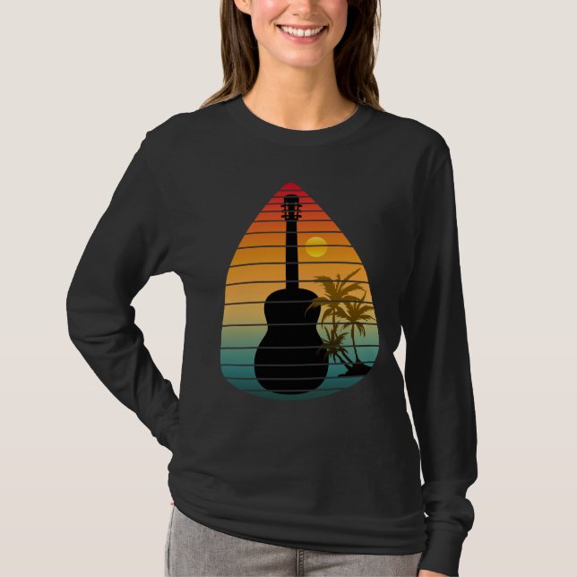 CAMISETA PUÑETA DE GUITARRA DE MODA ATARDECER  (Anverso)