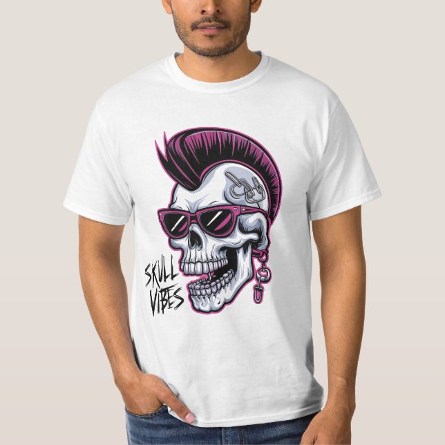 Camiseta Punk Calavera Vibes. Guay Skull con gafas de sol D (Anverso)