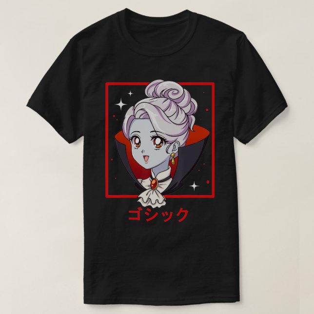Camiseta Punk de anime japonés Chica malvado Manga Pastel M (Diseño del anverso)