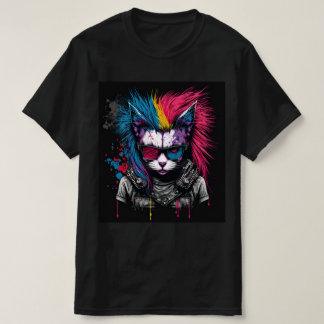 Camiseta Punk de gato colorido