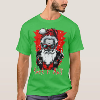 Camiseta Punk de rock y rollo divertido Santa Claus Rocker 