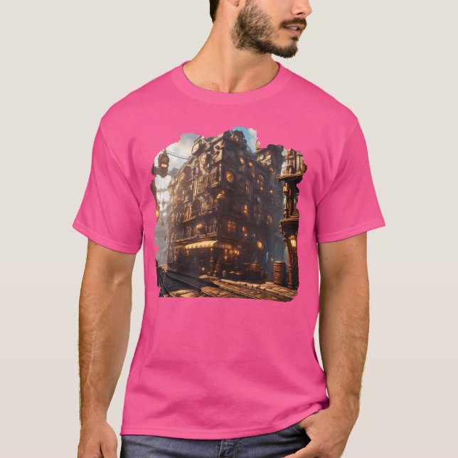 Camiseta Punk de vapor Ciudad Mecánica Steampunk Ciudad Aes (Anverso)