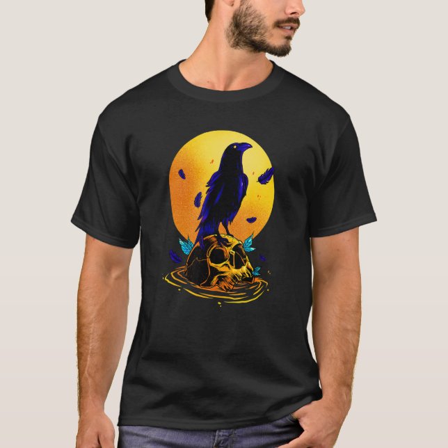 Camiseta Punk Emo Gótico B De Crow Crow Skull Negro Y Blanc (Anverso)