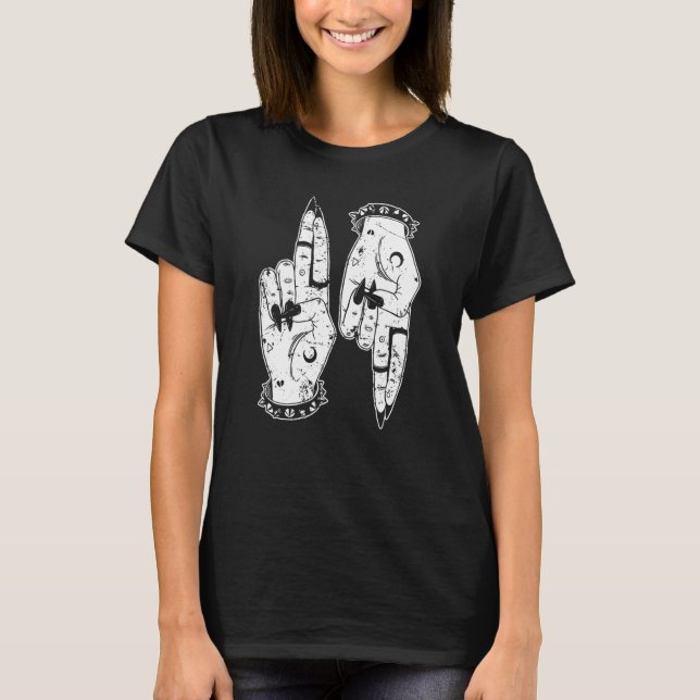 Camiseta Punk Goth Girl Devil Hands  As Above So Below Witc (Anverso)