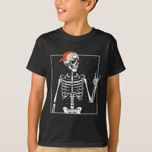 Camiseta Punk Guay Halloween de la gorra del esqueleto del 