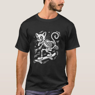 Camiseta Punk Halloween espeluznante patinador gato esquele