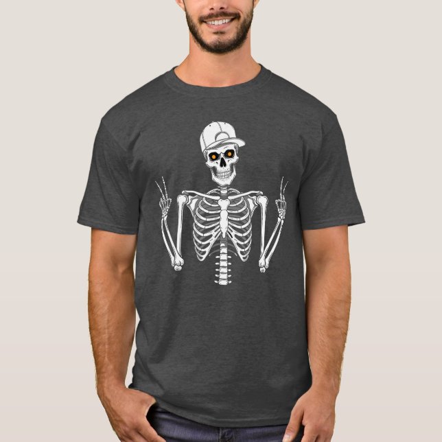 Camiseta Punk Halloween Roc de Cap Skeleton Guay Rocker Ska (Anverso)