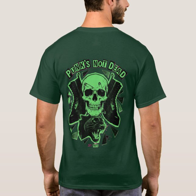 Camiseta Punk Is Not Dead – Skull & Panther Grunge (Reverso)