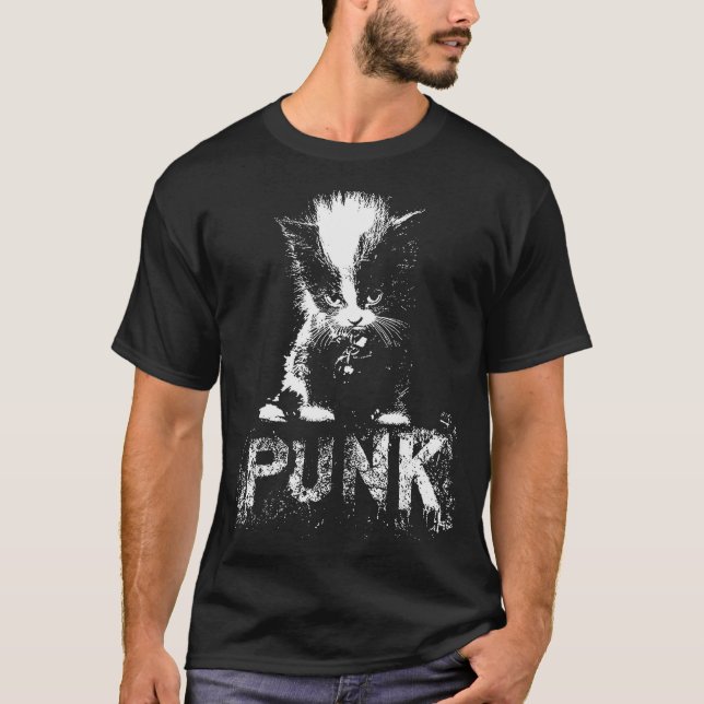 Camiseta Punk Kitten Cat With Mohawk Nge Gothic Design  (Anverso)