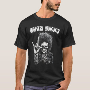 Camiseta Punk Metalizado fuerte Rock N Roll Skeleton Guitar