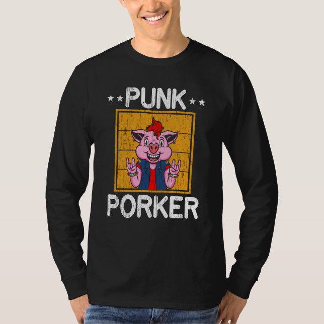 Camiseta Punk Porker Farm Animal Piggy Farmer Pig (Anverso)