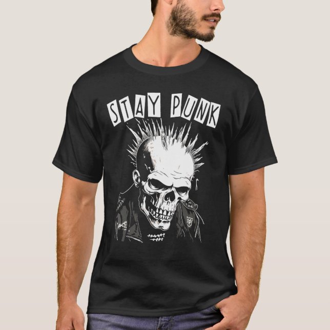 Camiseta Punk Rock Concert Skull Skeleton Mohawk Mohican  S (Anverso)