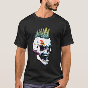 Camiseta Punk Rock Cráneo Mohawk Pelo Heavy Metal Cabeza Pu