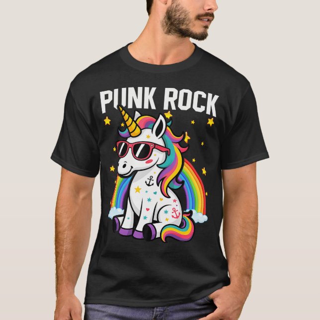 Camiseta Punk Rock Cute Unicorn Music Rocker Toddler Girls (Anverso)