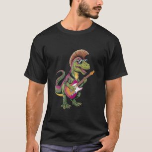 Camiseta Punk Rock Dinosaurio Tocando Guitarra Guay Amante