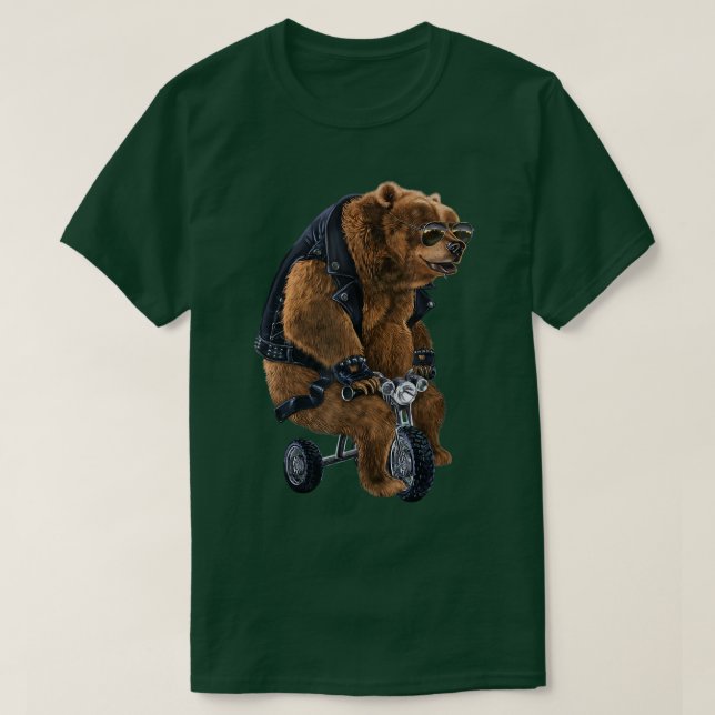 Camiseta Punk Rock Grizzly Bear wearing Leather Jacket Ride (Diseño del anverso)