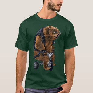 Camiseta Punk Rock Grizzly Bear wearing Leather Jacket Ride